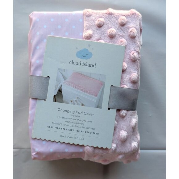 Cloud Island Pink Wipeable Changing Pad Cover with Plush Sides Dots - Picture 2 of 4